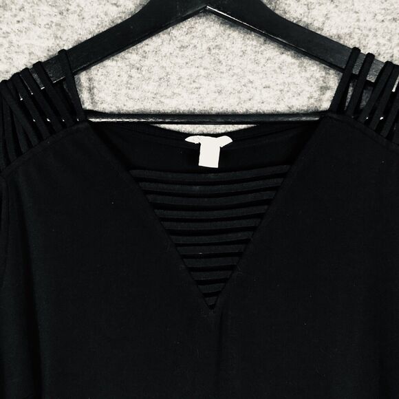 CATO Ladder Sleeve & Shoulder Cutout V-Neck Top PLUS 18/20W L/SLV Witchygoth - Picture 2 of 11